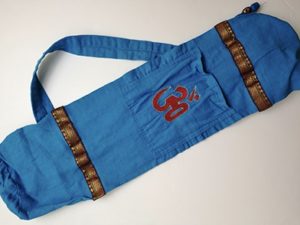 sac tapis de yoga OM bleu signe bordeaux