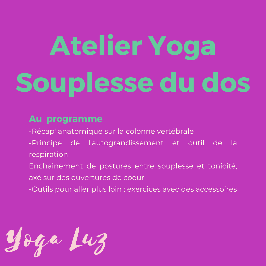 Atelier Yoga Souplesse du dos - Yoga-Luz
